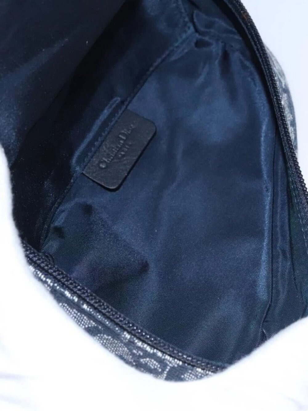 Christian Dior Trotter Canvas Saddle Pouch Navy Gold Auth - Picture 13 of 16